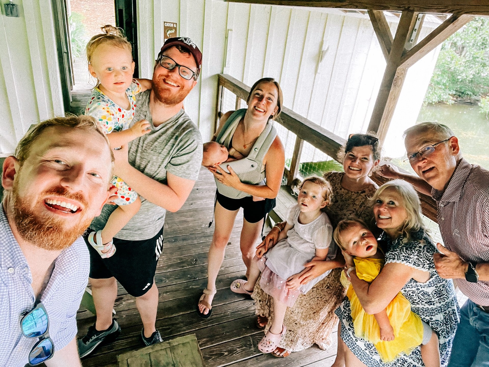 photo of the McKenna family with the Guion family at Aldridge Gardens