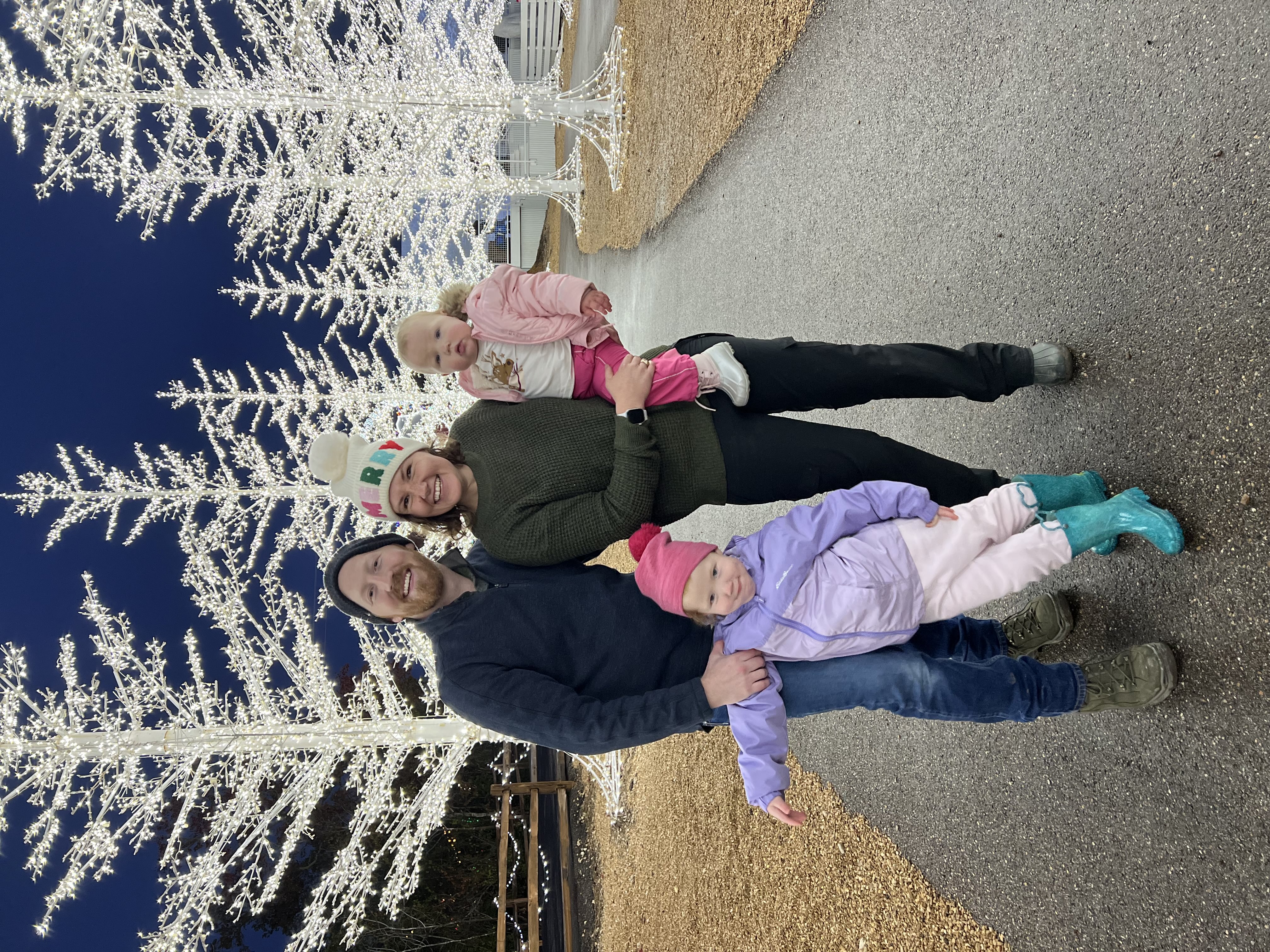 photo of Josh, Jen, Ellie, and Emmie at Santa's Wonderland